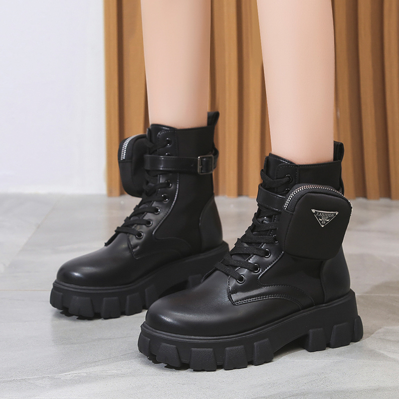 Bottines en cuir noir femme brillante moto-Paula