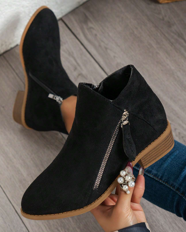 Bottines femme talon noir bas confort et look affirmé-Rachel