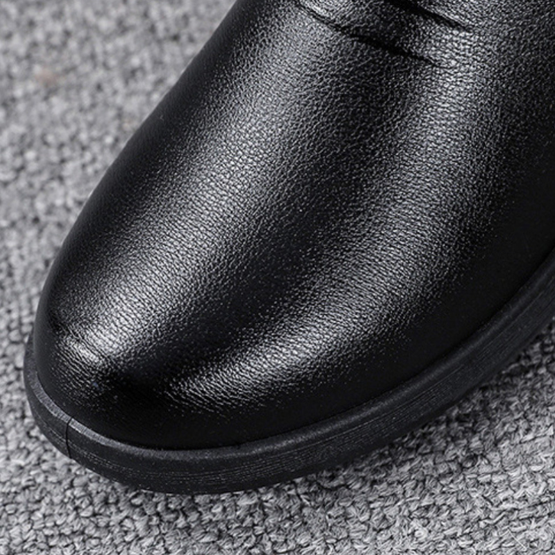 Bottines en cuir noir femme peluche confortable-Mia