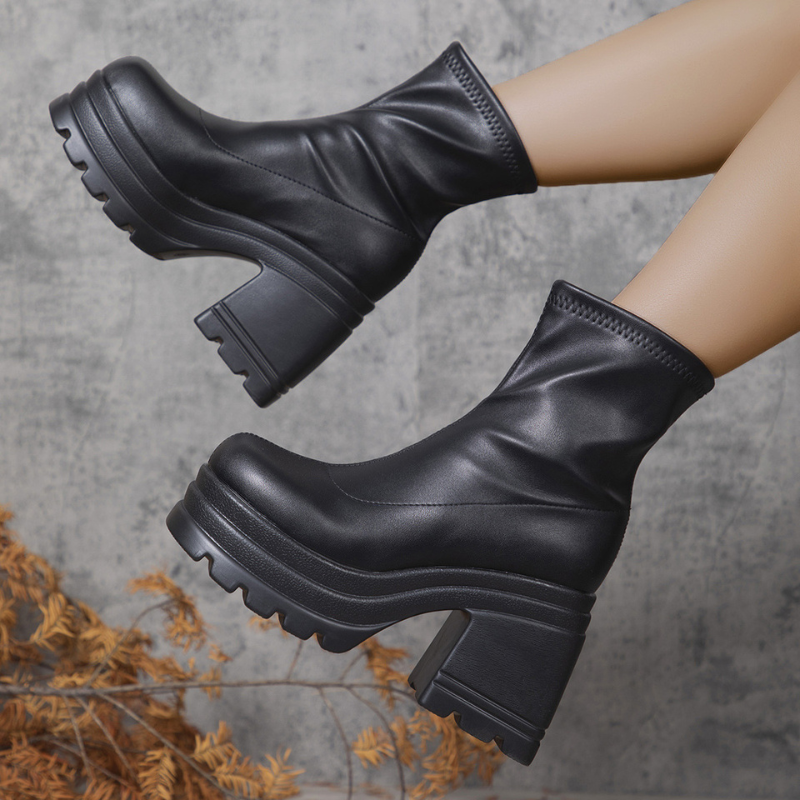Bottines femme talon semelles épaisses décontractées-Alia