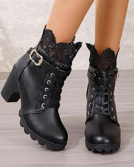 Bottines femme talon noir plateforme style unique et tendance-Anais