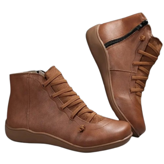 Bottines marron femme plat court vintage-élodie