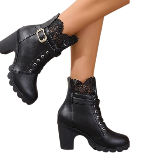 Bottines femme talon noir plateforme style unique et tendance-Anais