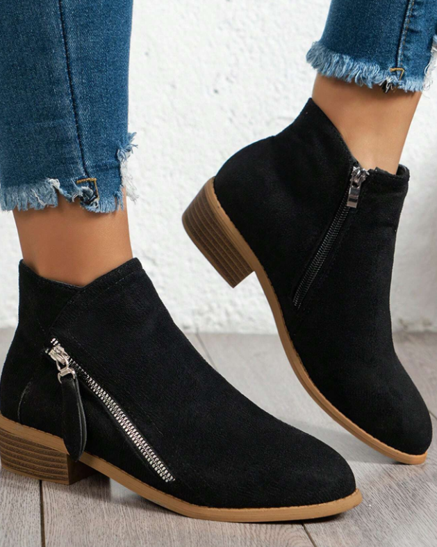 Bottines femme talon noir bas confort et look affirmé-Rachel