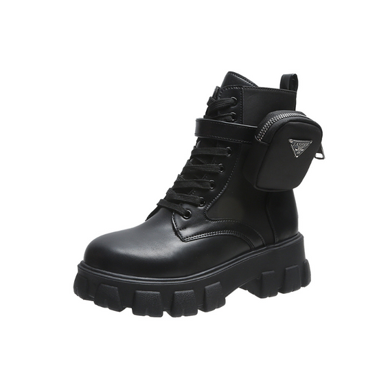 Bottines en cuir noir femme brillante moto-Paula
