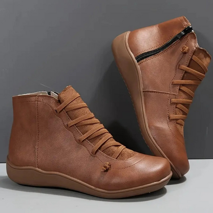 Bottines marron femme plat court vintage-élodie