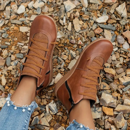 Bottines marron femme plat court vintage-élodie