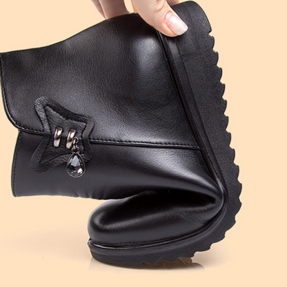 Bottines en cuir noir femme confortable-Pauline