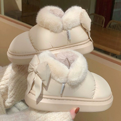 Bottines femme neige à nœud papillon épaisse-Lina