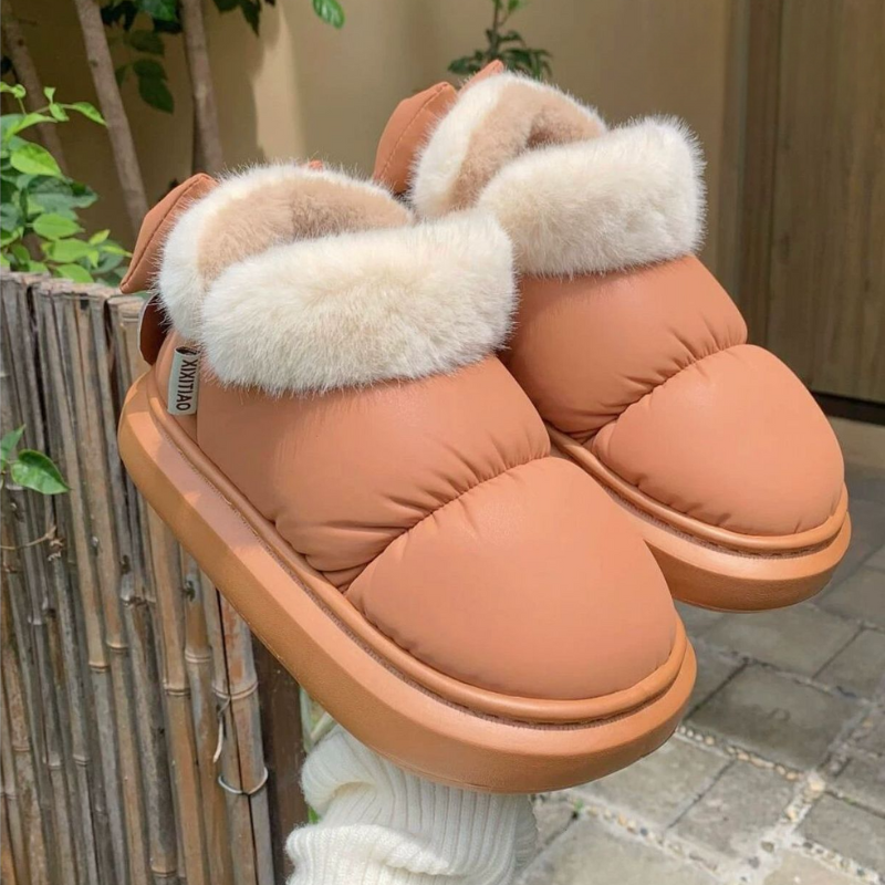Bottines femme neige à nœud papillon épaisse-Lina