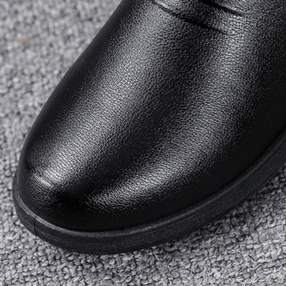 Bottines en cuir noir femme peluche confortable-Mia