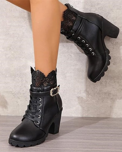 Bottines femme talon noir plateforme style unique et tendance-Anais