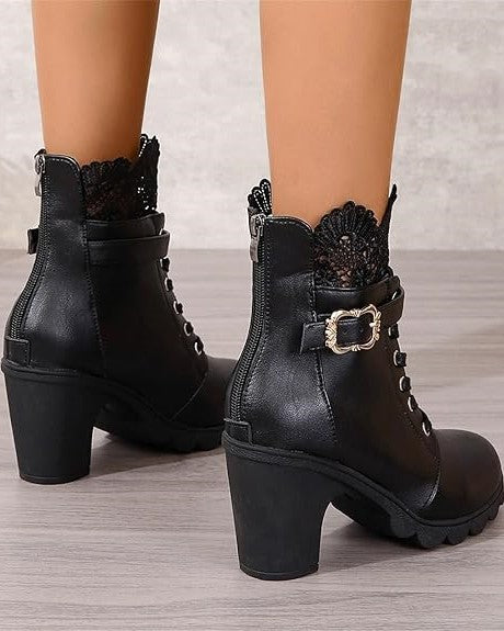 Bottines femme talon noir plateforme style unique et tendance-Anais