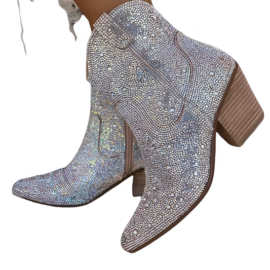 Bottines pointue femme paillettes scintillantes chic-Romane