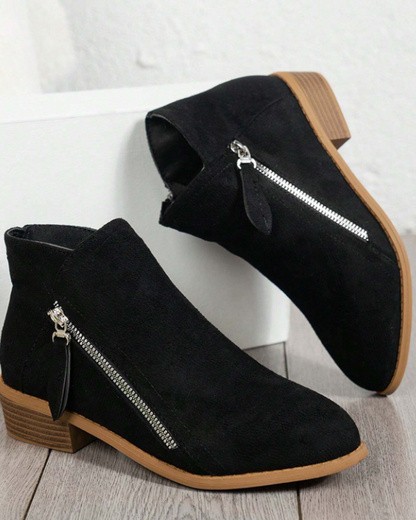 Bottines femme talon noir bas confort et look affirmé-Rachel