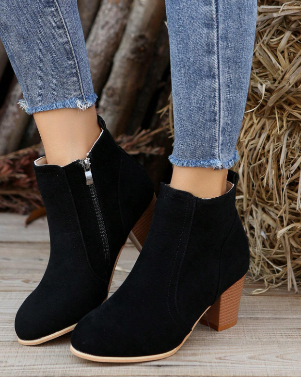 Bottines femme talon noir bas confort et look affirmé-Rachel