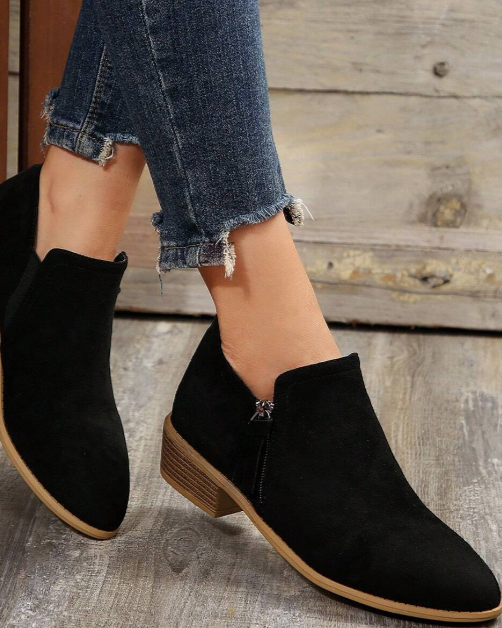 Bottines femme talon noir bas confort et look affirmé-Rachel