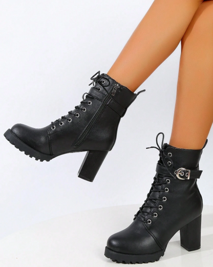 Bottines femme talon noir plateforme style unique et tendance-Anais